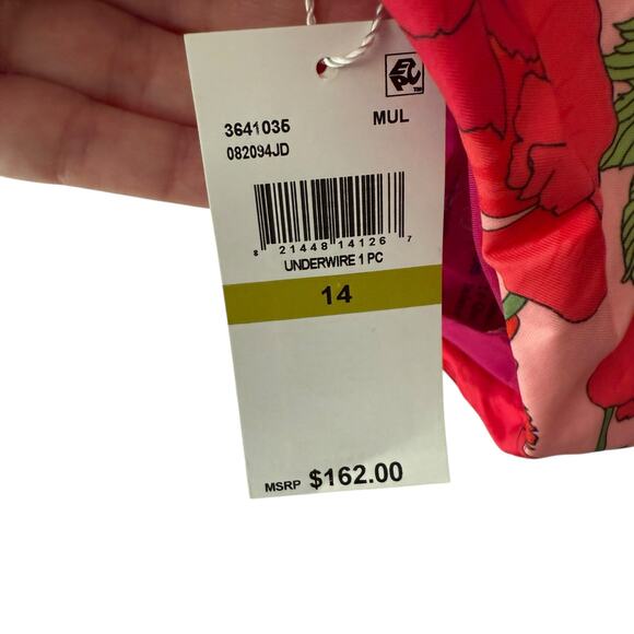 Trina Turk Sunny Bloom Floral Underwire One Piece Tie Back Swimsuit Size 14 - Picture 11 of 14